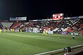 Free kick in a match between Gimnastic de Tarragona and Villarreal B.