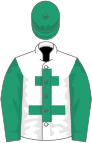 White, emerald green cross of lorraine, sleeves and cap