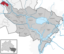 Alt-Treptows läge i stadsdelsområdet Treptow-Köpenick i Berlin.