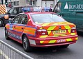 Red Metropolitan Police Diplomatic Protection Group (DPG) car.