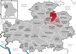 Läget för Münchsteinach i Landkreis Neustadt an der Aisch-Bad Windsheim