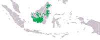 Área de distribución do orangután de Borneo.