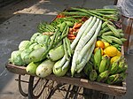 Vegetables for sale on a street in Guntur, India.