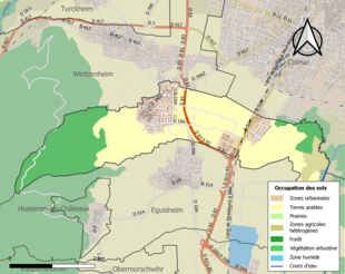 Carte en couleurs présentant l'occupation des sols.