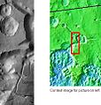 Les énormes canyons de Chaos Aureum, comme on le voit par THEMIS . Les ravins sont rares à cette latitude. Image de Margaritifer sinus carré.