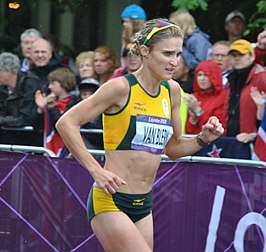 Irvette van Blerk in actie tijdens de Olympische Spelen van 2012.