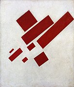 Suprematisma pentraĵo: Ok ruĝaj ortanguloj, 1915