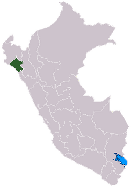 Kart som viser Lambayeque-regionen.