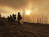 Firefighting team near the Frye Fire