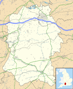 Mapa konturowa Wiltshire, u góry po lewej znajduje się punkt z opisem „Castle Combe Circuit”