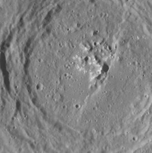 Interior of the crater, showing the hollows adjacent to the central peak