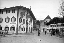 View of a street in Oberammergau, March 1930