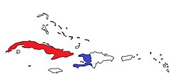 Map indicating locations of Cuba and Haiti