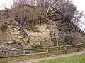 „Hoher Stein“ im Stadtteil Plauen, Monzonit-Klippe mit Brandungstaschen des marinen Cenomans