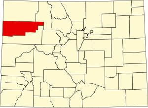 Map of Colorado highlighting Rio Blanco County