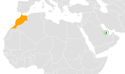 Map indicating locations of Qatar and Morocco