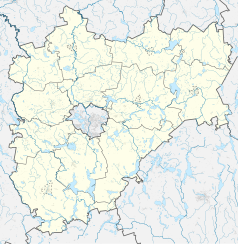 Mapa konturowa powiatu olsztyńskiego, po lewej znajduje się punkt z opisem „Żurawno”