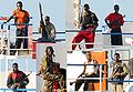 Image 27A collage of Somali pirates armed with AKM assault rifles, RPG-7 rocket-propelled grenade launchers and semi-automatic pistols in 2008 (from Piracy)