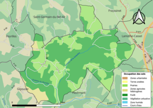 Carte en couleurs présentant l'occupation des sols.