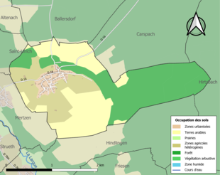 Carte en couleurs présentant l'occupation des sols.