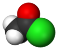 Space-filling model of acetyl chloride