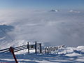 Zicht vanop de Aiguille Rouge op het skigebied van Paradiski.