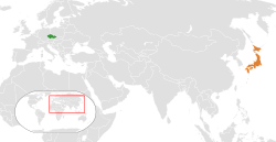 CzechとJapanの位置を示した地図