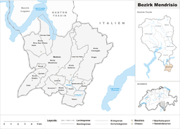 Kart som viser Distriktet Mendrisio.