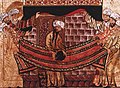 Miniature of Muhammad rededicating the Black Stone at the Kaaba. From Jami Al-Tawarikh, c. 1315