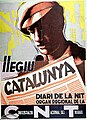 Cartel en catalán para el diario Catalunya: Leed Catalunya. Diario de la noche. Organo regional de la Confederación Nacional del Trabajo.