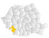 Map of Romania highlighting Mehedinți County