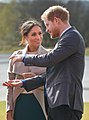 Prince Harry with his then-fiancée, American actress Meghan Markle, Belfast, 2018.