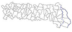 Mapa konturowa okręgu Jałomica, w centrum znajduje się punkt z opisem „Slobozia”