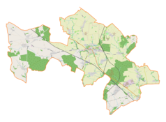 Mapa konturowa gminy Toszek, blisko centrum na dole znajduje się punkt z opisem „Ciochowice”