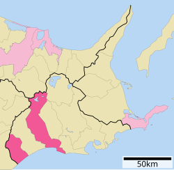 Lokasi Kushiro di Hokkaido (Subprefektur Kushiro)