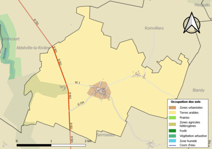 Carte des infrastructures et de l'occupation des sols de la commune en 2018 (CLC).