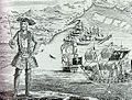 Image 82Bartholomew Roberts was the pirate with most captures during the Golden Age of Piracy. He is now known for hanging the governor of Martinique from the yardarm of his ship. (from Piracy)