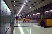 Inside the Robert-Bourassa generating station powerhouse, the largest in North America with an installed capacity of 5,616 MW.