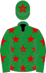 Green, red stars, star on cap