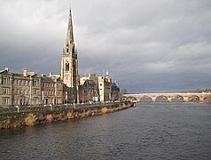 Perth Bridge in view at the northern end of the street