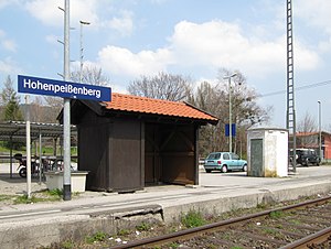 Wooden shelter on concrete platform