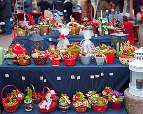 Produkter på en julmarknad.