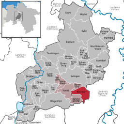 Läget för kommunen Kirchdorf i Landkreis Diepholz