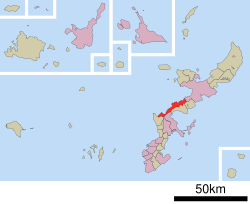 Location of Onna in Okinawa Prefecture