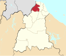 Pasir Mas highlighted in Kelantan, Malaysia 巴西马县于吉兰丹州的位置