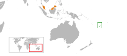 Map indicating locations of Fiji and Malaysia