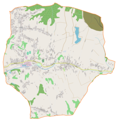 Mapa konturowa gminy Marklowice, blisko centrum na prawo znajduje się punkt z opisem „Marklowice Górne”