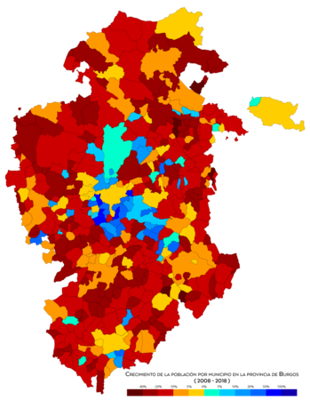 Crecimiento de la población entre 2008 y 2018