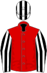 Red, black and white striped sleeves and cap