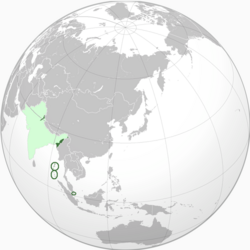 Light green: territories wanted by Subhas Chandra Bose Dark green: Controlled territory (with Imperial Japanese assistance)